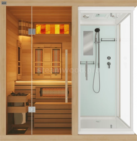 Одноместная комбинированная сауна Luxury из кедра с Душевой кабиной