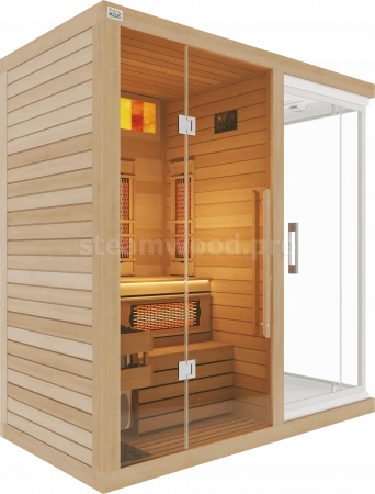Одноместная комбинированная сауна Luxury из кедра с Душевой кабиной