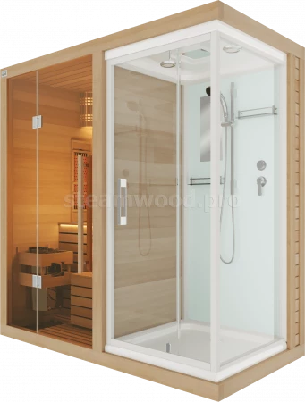 Одноместная комбинированная сауна Luxury из кедра с Душевой кабиной